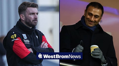 James Morrison on the left for West Brom and Shilen Patel smiling on the right