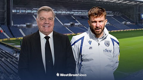 An image of Sam Allardyce and James Morrison side by side with The Hawthorns in the background.