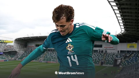 Isaac Price playing for Northern Ireland vs Hungary at Windsor Park