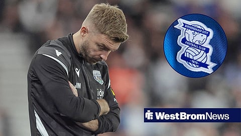 James Morrison looking annoyed for West Brom alongside a Birmingham City badge