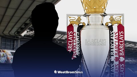 A blank player silhouette with the Premier League trophy and West Brom's The Hawthorns in the background