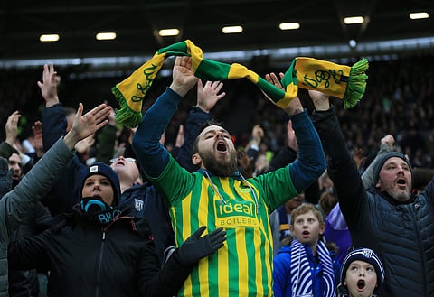 Steve Madeley shares West Brom fans chant towards the board during Blackpool draw