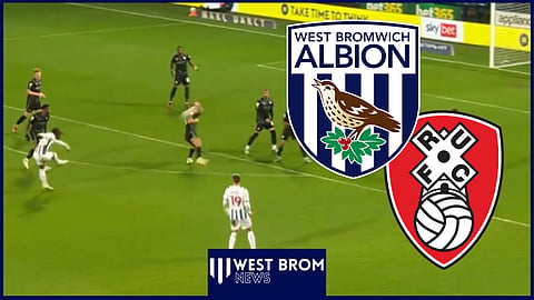 West Brom players bemused by penalty v Rotherham. Credit: ITV