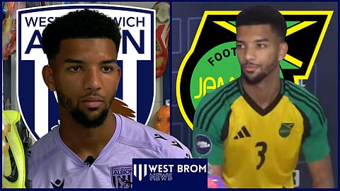 West Brom and Jamaica defender Mason Holgate [credit: West Bromwich Albion on Facebook and Reggae Boyz Commentary on YouTube]