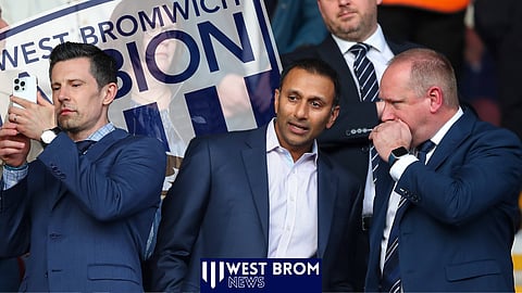 West Brom chiefs Andrew Nestor, Shilen Patel and Mark Miles. (Credit: Imago)