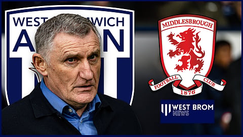 Tony Mowbray takes charge of West Brom against Middlesbrough (credit: Imago)