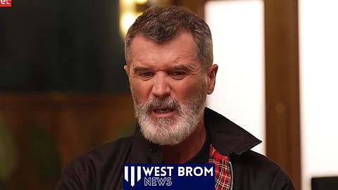 Roy Keane was left frustrated after getting stuck in West Brom [Credit: The Overlap via YouTube].