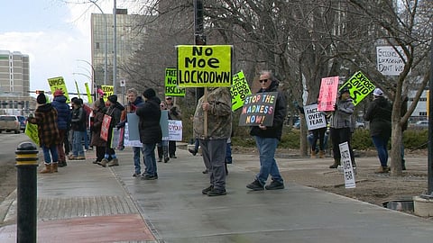 Anti-lockdown protest in Saskatchewan, in 2021
