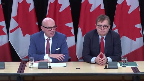 Edmonton MP Randy Boissonnault and Energy Minister Jonathan Wilkinson in Ottawa on Thursday