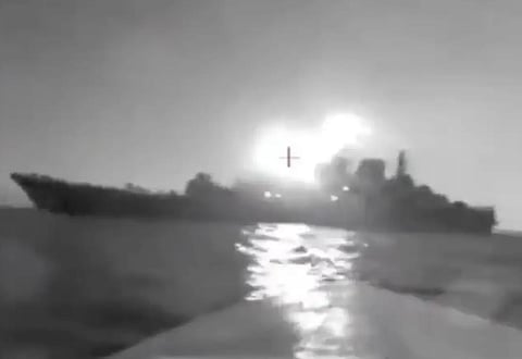 Whammo! Another Russian ship takes a lethal hit from a Ukraine kamikaze drone.