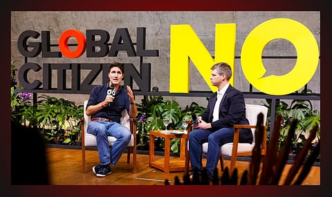 Prime Minister Justin Trudeau speaking at a Global Citizen conference at the G20 summit in Brazil 