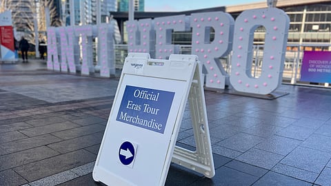 Taylor Swift sign outside Canada Place