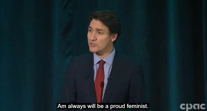 Prime Minister Justin Trudeau, "proud feminist."