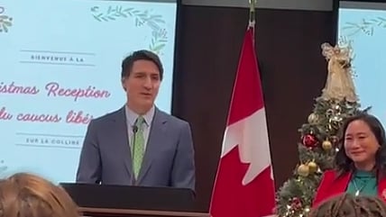 Justin Trudeau and Jean Yip held a Christmas celebration on Parliament Hill on December 11