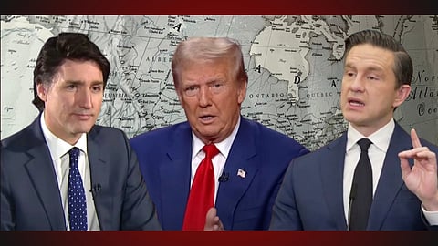Prime Minister Justin Trudeau, President Donald Trump, Conservative leader Pierre Poilievre