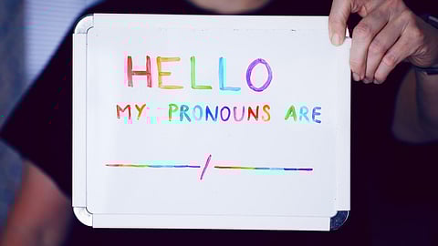 My pronouns sign