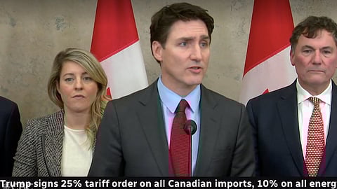 Prime Minister Trudeau announces retaliatory measures against the US, in response to tariffs announced by President Trump, due to take effect February 4