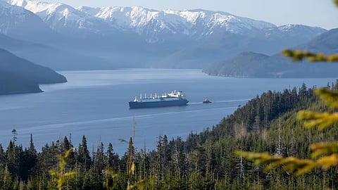 The Maran Gas Roxana is tugged into Kitimat this week