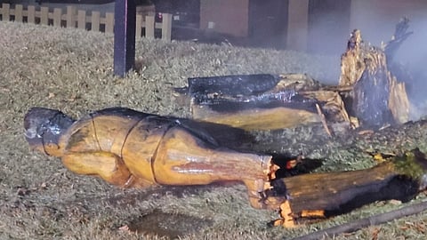 Sherwood Park man charged after Sam Steele statue burned down
