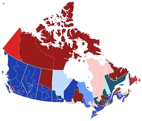Canada, by representative party, as recorded by Elections Canada