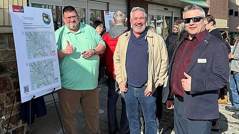 Councillor Dan MacLean, (centre) working with constituents on a rezoning consultation. MacLean is representing owners in single family home areas, who are anxious about Calgary City Council's relentless drive to increase population density