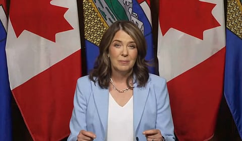 Premier Danielle Smith, as she lays out her government's plan for grassroots democracy