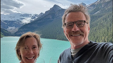 Bryan Cranston and his wife enjoy the view from their room at Chateau Lake Louise