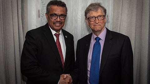 WHO Director General Tedros Adhanom Ghebreyesus, Billionaire Bill Gates (one of the WHO's biggest donors)