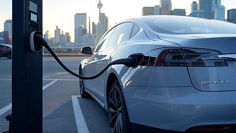 A rendering of an electric car