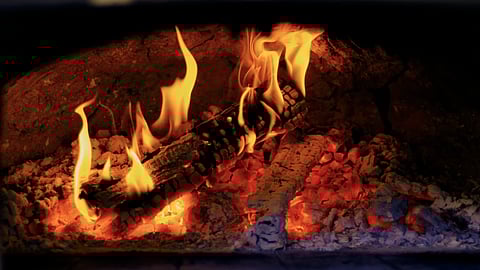 Wood-burning fireplace
