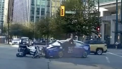 Officer-involved collision in downtown Vancouver