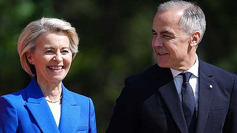 EU President Ursula von der Leyen, with Prime MInister Mark Carney