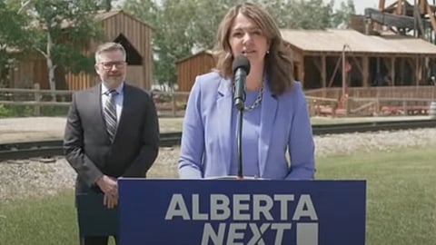 Premier Danielle Smith announces the Alberta Next Panel, at Heritage Park, Calgary on June 24th