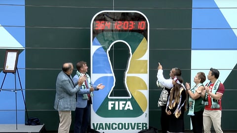 World Cup countdown clock outside BC Place
