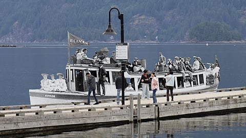 An early twentieth century passenger ferry docks in present-day Deep Cove