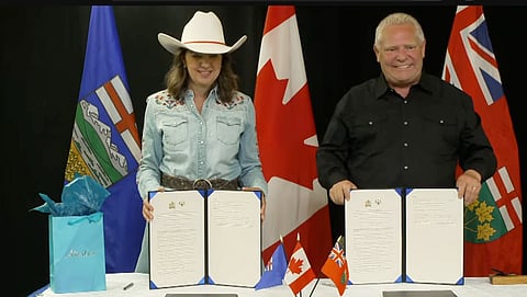 Danielle Smith and Doug Ford