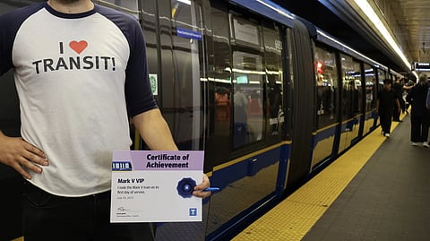 WATCH: Hundreds turn out to be among first on new Mark V SkyTrain cars