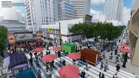 Artist's rendering of a proposed future Stephen Avenue Mall in Calgary