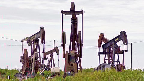 Texas oil wells and pump jacks near Galveston