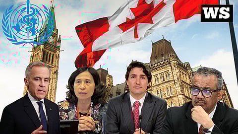 Mark Carney, Theresa Tam, Justin Trudeau, Tedros Adhanom Ghebreyesus