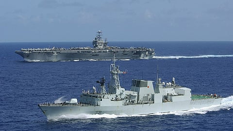 HMCS Vancouver, deployed as an integral part of a US carrier battle group centred on USS John C Stennis