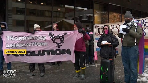 In January 2024, Quebecers with an interest in trans ideology protested establishment of the 'Committee of Sages,' to review the province's approach to trans issues