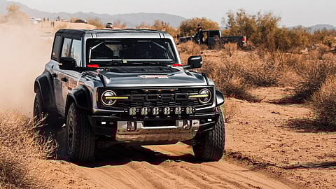 The Gear Shop Technical Motorsport's Ford Bronco Raptor in action at the Sonora Rally in Mexico. 