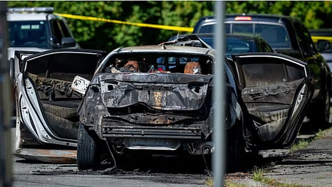 Burned out vehicles in Maple Ridge
