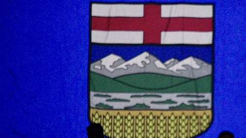 A photo showing the flag of Alberta.