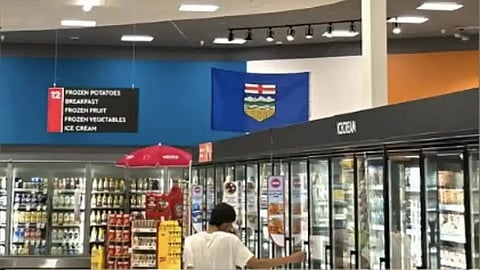 Alberta flag in Medicine Hat Safeway store