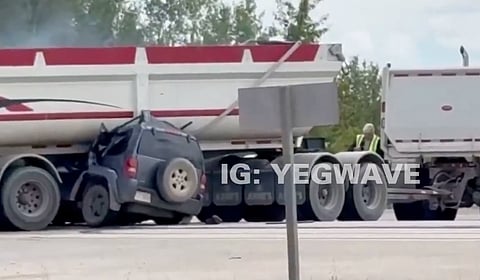 Woman killed in crash with gravel truck west of Edmonton

