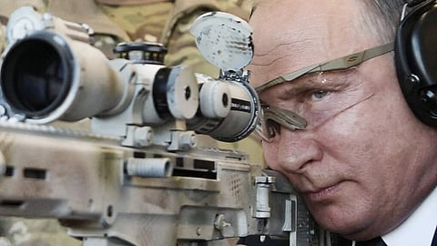 Vladmir Putin with a target in his sights... 