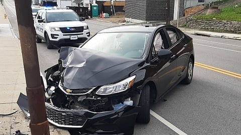 A photo showing a crash scene.