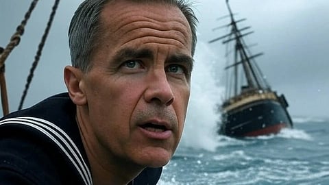 Mark Carney on a ship